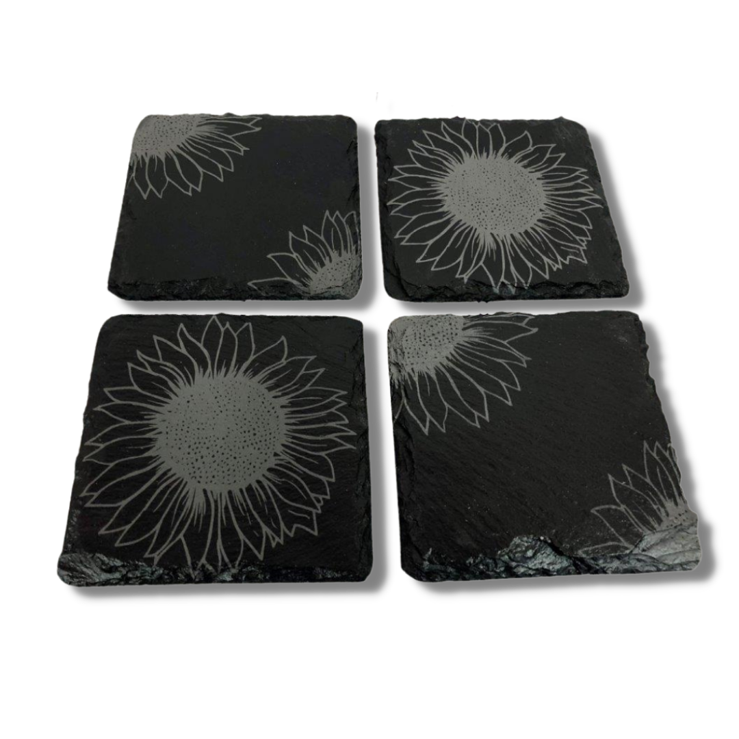 Sunflower Slate Coasters